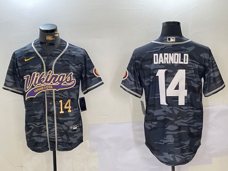 Men Minnesota Vikings 14 Darnold Camo Joint Name 2024 Nike Limited NFL Jersey style 2